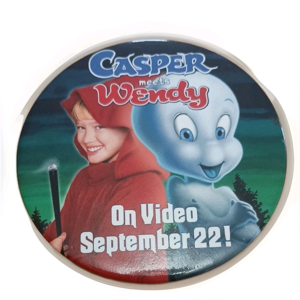 Casper Meets Wendy Video Release Promo Movie Button Pin Hilary Duff Harvey Comic
